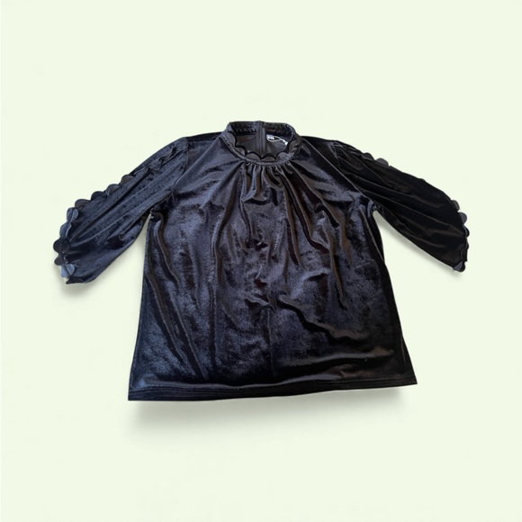 Tops - Whimsigoth Black Velvet 3/4 Sleeve Top